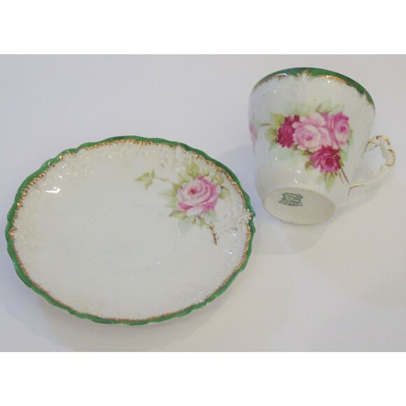 Antique 1848-1933 WEIMAR Germany DEMITASSE Espresso CUP & SAUCER SET Bone China - Picture 5 of 6